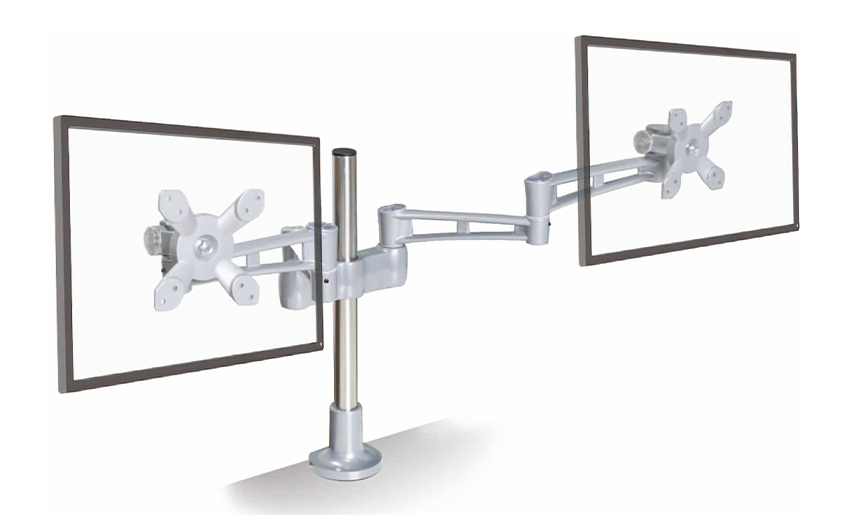 Alüminyum Yüksekliği Ayarlanabilir Masaüstü Çift Kol 17-32 inç Monitör Tutucu